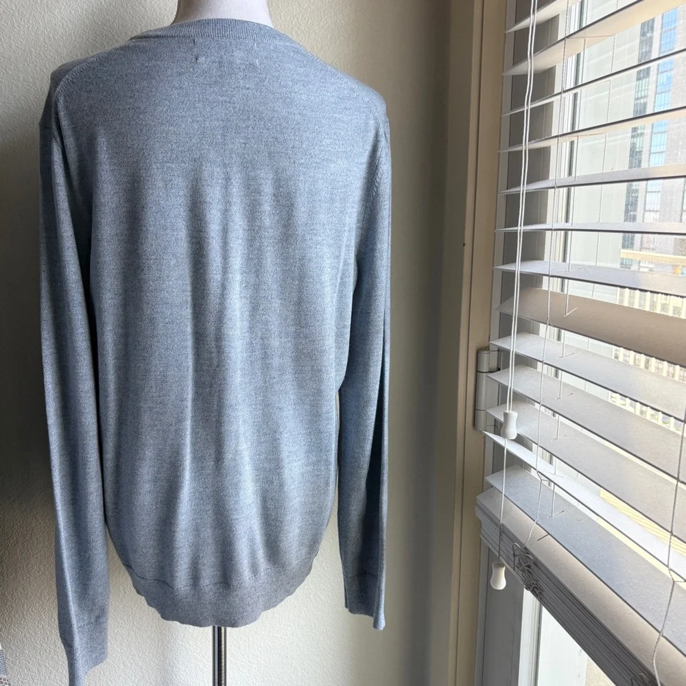 Banana Republic Men’s Baruffa Italian Merino Wool Crew Neck Blue Sweater L